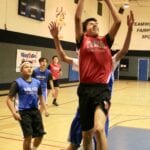 basketball player making a dunk